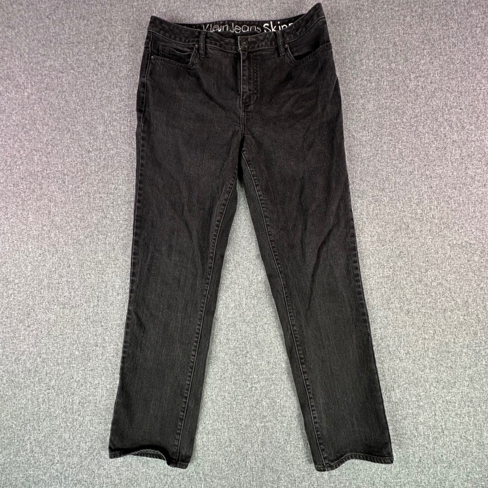 Calvin Klein Jeans Skinny Womens 12 Black Faded Stretch Denim Pant